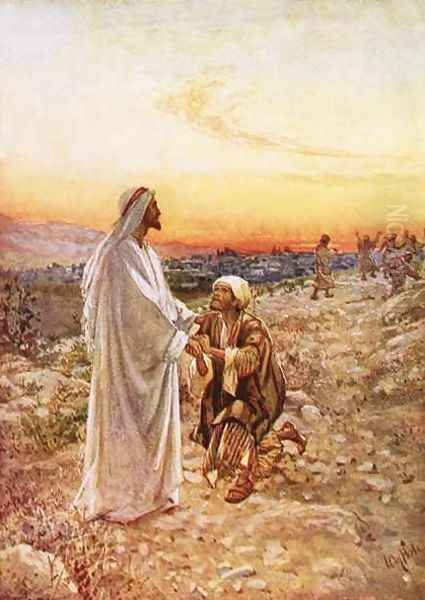 Jesus withe the one leper who returned to give thanks - view 1