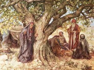 Sarai overhearing the renewal of the promise by William Brassey Hole
