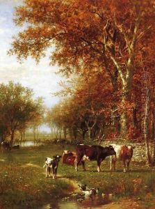 Cows before a Watering Hole by James McDougal Hart