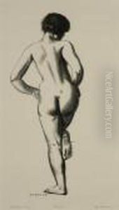 Nude Study, Girl Standing On One Foot (study) by George Wesley Bellows
