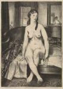 Morning, Nude On Bed, Second Stone by George Wesley Bellows