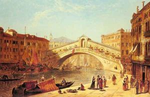 A View of the Rialto Bridge, Venice by James Holland