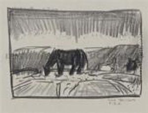 Afterglow, Young Horse Grazing by George Wesley Bellows