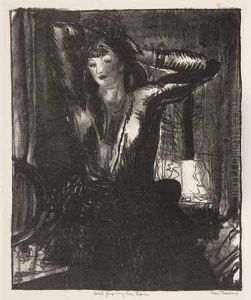 Girl Fixing Her Hair by George Wesley Bellows