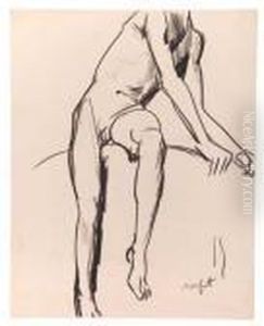 Nude Study--boy On Raft by George Wesley Bellows