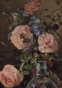 Roses Convolvulus and Delphiniums by James Holland