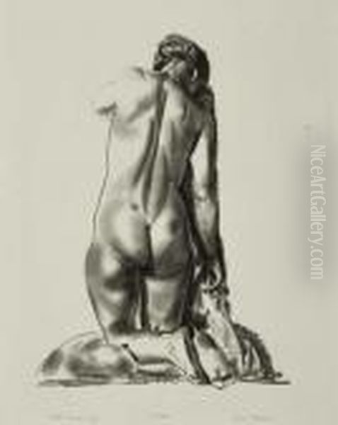 Nude Study, Woman Kneeling On A Pillow - view 1