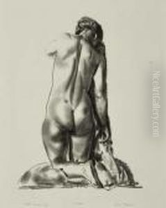 Nude Study, Woman Kneeling On A Pillow by George Wesley Bellows