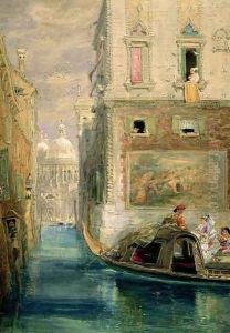 The Gondola Venice with Santa Maria della Salute in the Distance