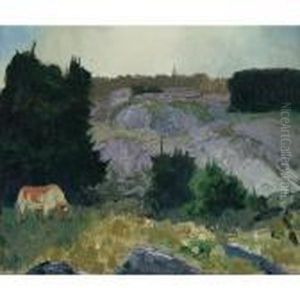 Edge Of The Pasture - Glow Of The Sun by George Wesley Bellows