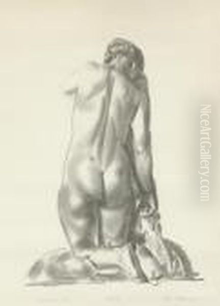 Nude Study, Woman Kneeling On A Pillow - view 1