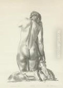 Nude Study, Woman Kneeling On A Pillow