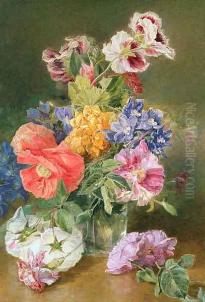 Roses Poppy and Pelargonia - view 1