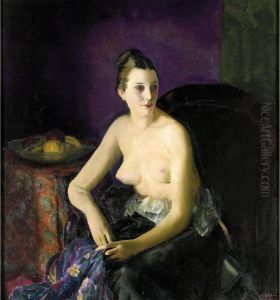 Nude Girl With Fruit (seated Semi-nude) by George Wesley Bellows