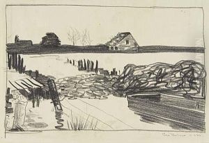 Landscape With A Dock by George Wesley Bellows