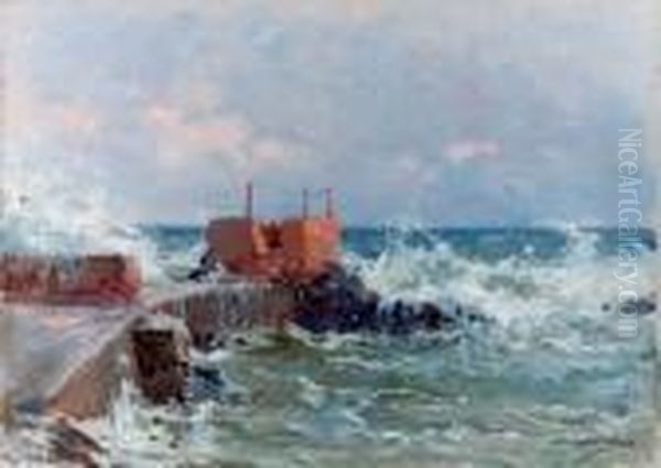 Molo Sotto La Mareggiata - (marina Di Nervi) - view 1
