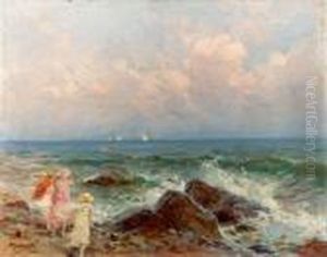 Marina Con Figure - 1924 by Achille Beltrame