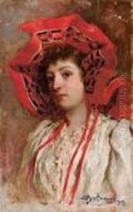 Ritratto Femminile Con Fazzoletto - 1893 by Achille Beltrame