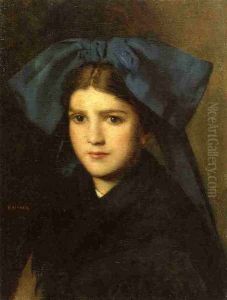 Portrait of a Young Girl with a Bow in Her Hair by Jean-Jacques Henner