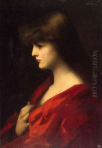 Study Of A Woman In Red by Jean-Jacques Henner