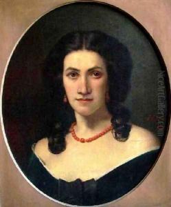 Portrait of a Woman with a Coral Necklace by Jean-Jacques Henner
