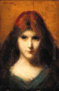 Head study of a girl by Jean-Jacques Henner