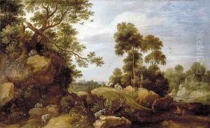 Landscape by Gijsbert Gillisz. de Hondecoeter
