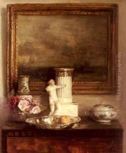 Still Life with Classical Column and Statue by Carl Vilhelm Holsoe