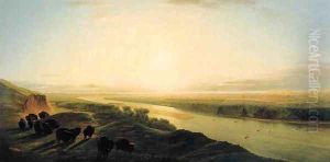 A Herd of Bison Crossing the Missouri River by William Jacob Hayes