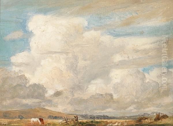 Cloudy Landscape With Horses - view 1