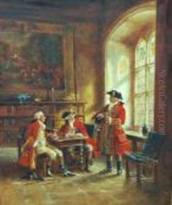 A Glass Of Wine And A Game Of Cards by Frank Moss Bennett