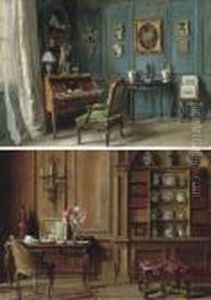 Lord Stanmore's Study; And Lord Stanmore's Drawing Room, At 186 Ebury Street, London by Frank Moss Bennett