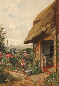 A Cottage Garden. by Frank Moss Bennett