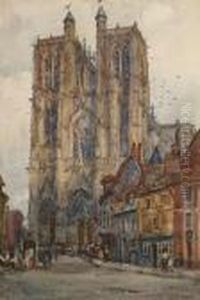 View Of Chartres Cathedral by Frank Moss Bennett