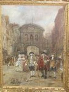 Doctor Johnson And Boswell At Temple Bar (the Gateway To London) by Frank Moss Bennett