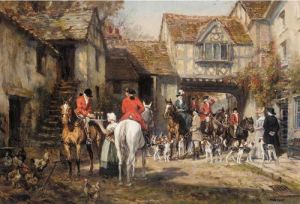 Hunstmen And Hounds In A Courtyard