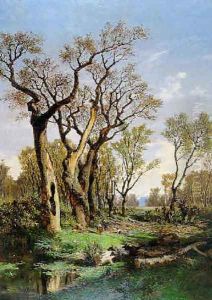 Bosque con leñadores