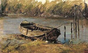Barca en la laguna by Carlos de Haes
