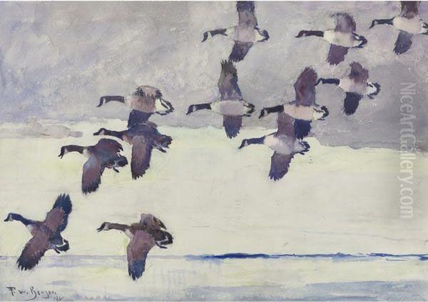 Flock Of Geese In Flight - view 1