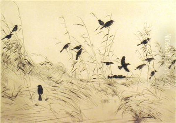 Blackbirds And Rushes - view 1
