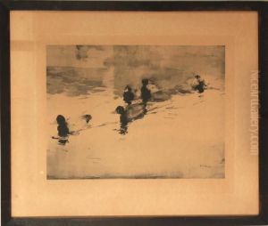 Five Bluebills Swimming
