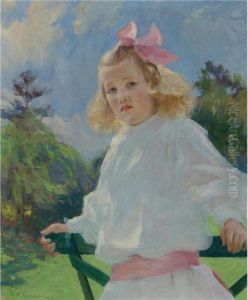 Girl With Pink Bow by Frank Weston Benson