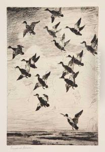 Black Ducks Towering by Frank Weston Benson