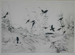 Blackbirds In The Marshes by Frank Weston Benson