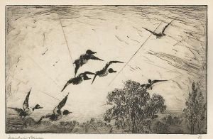 Over The Tree Tops; Incoming Geese by Frank Weston Benson