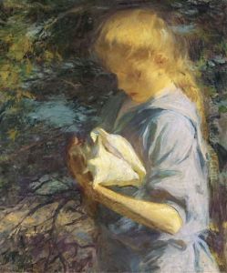 Eleanor Holding A Shell by Frank Weston Benson