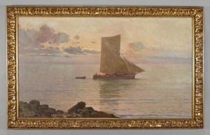 Pescatori Al Tramonto by Cesare Bentivoglio
