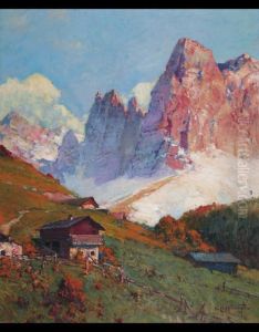 Montagne Rosate Sulle Dolomiti by Cesare Bentivoglio