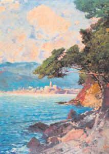 Marina Di Recco Vista Dalla Costa by Cesare Bentivoglio