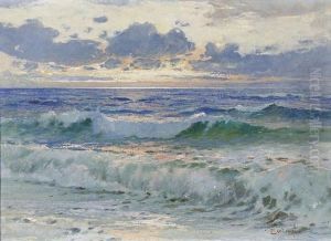 Meeresbrandung Am Abend. by Cesare Bentivoglio